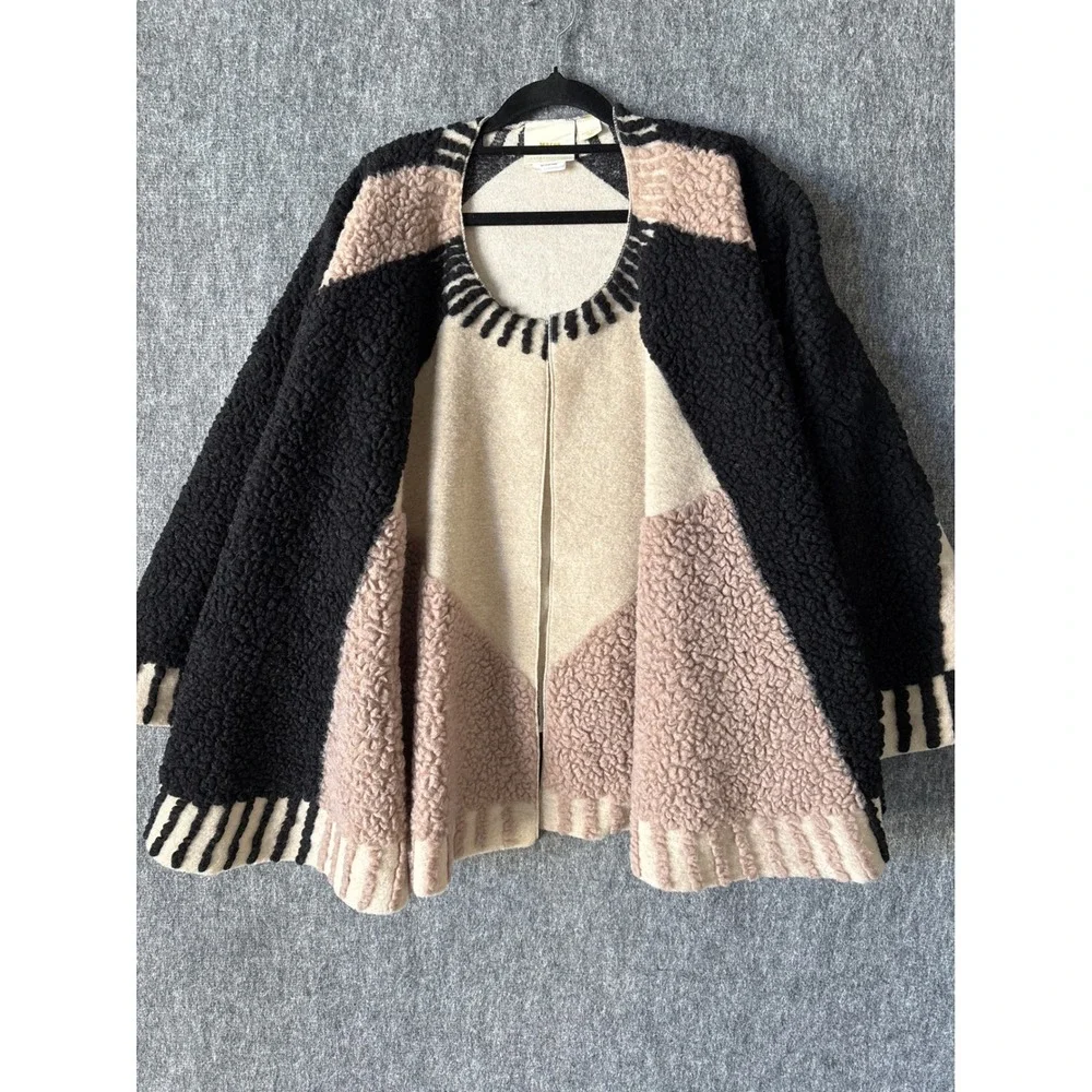 Maeve Anthropologie Colorblock Sherpa Cape One Size Fits All Dusk & Dawn Capelet